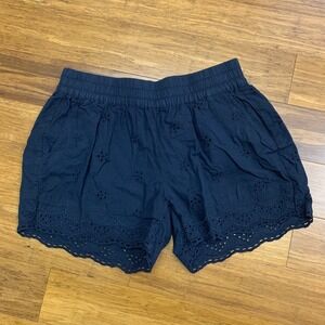 Maurices Eyelet Shorts Women Size XS Elastic Waist Casual Comfy Navy Blue Summer